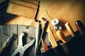 Leather crafting tools Royalty Free Stock Photo