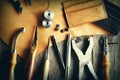 Leather crafting tools Royalty Free Stock Photo