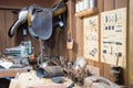 Leather Craftsman Workshop Desk 02 Royalty Free Stock Photo