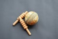 Leather cricket ball and wickets Royalty Free Stock Photo