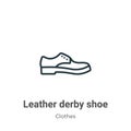 Leather derby shoe outline vector icon. Thin line black leather derby shoe icon, flat vector simple element illustration from