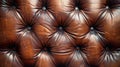Elegant Brown Leather Chesterfield Sofa Texture Background, Buttoned Upholstery Royalty Free Stock Photo