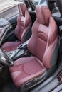 Leather driver seats in luxury sportscar Royalty Free Stock Photo