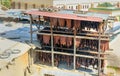 Leather drying in the tannery. Fes, Morocco Royalty Free Stock Photo