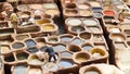 Leather Dyeing in Fes, Maroc Royalty Free Stock Photo