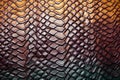 leather with engraved, embossed reptile skin design