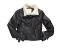 Leather female biker modern jacket isolated on white.