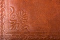 Leather floral pattern deep red color background Royalty Free Stock Photo