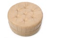 Leather footstool on white background Royalty Free Stock Photo