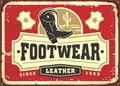 Leather footwear metal sign advertisement