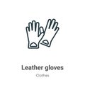 Leather gloves outline vector icon. Thin line black leather gloves icon, flat vector simple element illustration from editable Royalty Free Stock Photo
