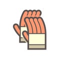 Leather gloves or welding gloves vector icon