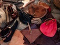 Leather goods. Medieval leather goods Royalty Free Stock Photo