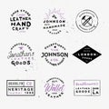 Leather goods vintage labels. Handcrafted leather goods badges