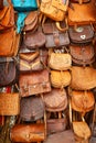 Leather hand bags exposed in Granada Royalty Free Stock Photo