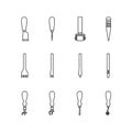 Leather hand craft tool icon set outline style