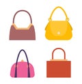 Leather Handbags, Bags with Handles and Locks Set Royalty Free Stock Photo