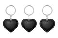 Leather heart shape keychain, holder trinket for key with metal ring.