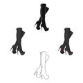 Leather high-heeled women sexy shoes. Women s shoes with red soles. Woman clothes single icon in cartoon,black style Royalty Free Stock Photo
