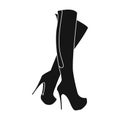Leather high-heeled women shoes. Women s shoes with soles. Woman clothes single icon in black style vector
