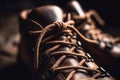 Leather hiking boots. Generate ai