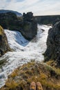 Overlooking Hjalparfoss waterfall Iceland