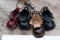 Leather key ring, old shoe