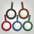 Leather luggage tags labels. Royalty Free Stock Photo