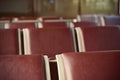 Leather made brown coloured chairs cover stock photograph