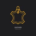 Leather material line logo. Flat sign for clothes feature. Logotype for leather garment dry cleaning, shoe repair