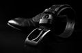 leather men's dress shoes and belt Royalty Free Stock Photo