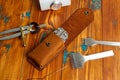 Leather Multitool Pouch and Leather Sewing Tools, Handmade Leather Multitool Pouch for Camping