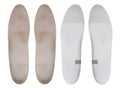 leather natural orthopedic insoles with arch support, special products for correcting position foot in shoes, concept of foot