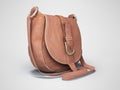 Leather old women bag over the shoulder 3d rendering on gray background with shadow Royalty Free Stock Photo