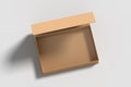 Leather opened rectangle folding gift box mock up on white background. View abobe