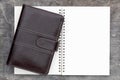 Leather organizer and spiral notebook Royalty Free Stock Photo