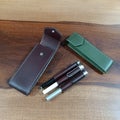 Leather pen case handmade Royalty Free Stock Photo