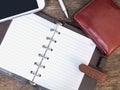 Leather personal organizer, mobile phone, purse Royalty Free Stock Photo