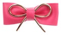 Leather pink hair bow with metal ornament