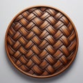 Rustic Wooden Woven Platter With Zbrush-inspired Design