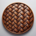 Rustic Wooden Woven Platter With Zbrush-inspired Design Royalty Free Stock Photo