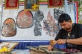 Leather puppet wayang maker at Annual Lumpini Cultural Festival