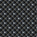 Leather quilted black 3d vector seamless pattern. Diamonds decor