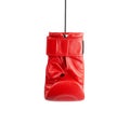 leather red right boxing glove hanging on a cord Royalty Free Stock Photo