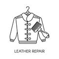 Leather repair clothes service in shop colorless icon