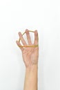 Leather ring exercise for hand muscle strength. Fingers rehabilitation Royalty Free Stock Photo
