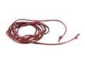 Leather rope tied together in a circle isolated on white background.Electronic Connector.Selection focus.Clipping path