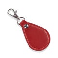 Leather Round Keychain with clip lock for Key Isolated on White Royalty Free Stock Photo