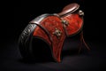 leather saddle with intricate metal details