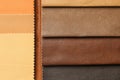 Leather samples of different colors for interior design Royalty Free Stock Photo